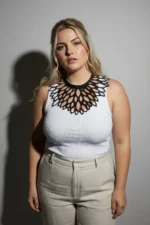 Siyah Lazer Kesim Büyük Beden Kadın Choker Yaka Kolye SH1407 - Image 4