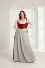 Plus Size Red Women's Leather Corset Harness with Belt Laces - SH1428 - Image 2