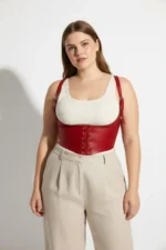Plus Size Red Women's Leather Corset Harness with Belt Laces - SH1428 - Image 5