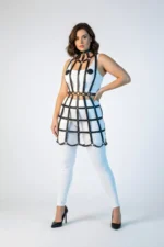 Büyük Beden Siyah Deri Zımbalı Kafes Etek Harness SH1243