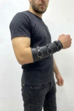 Siyah Deri Halkalı Tokalı Erkek Harness Kol Aksesuarı SHM238 - Image 2