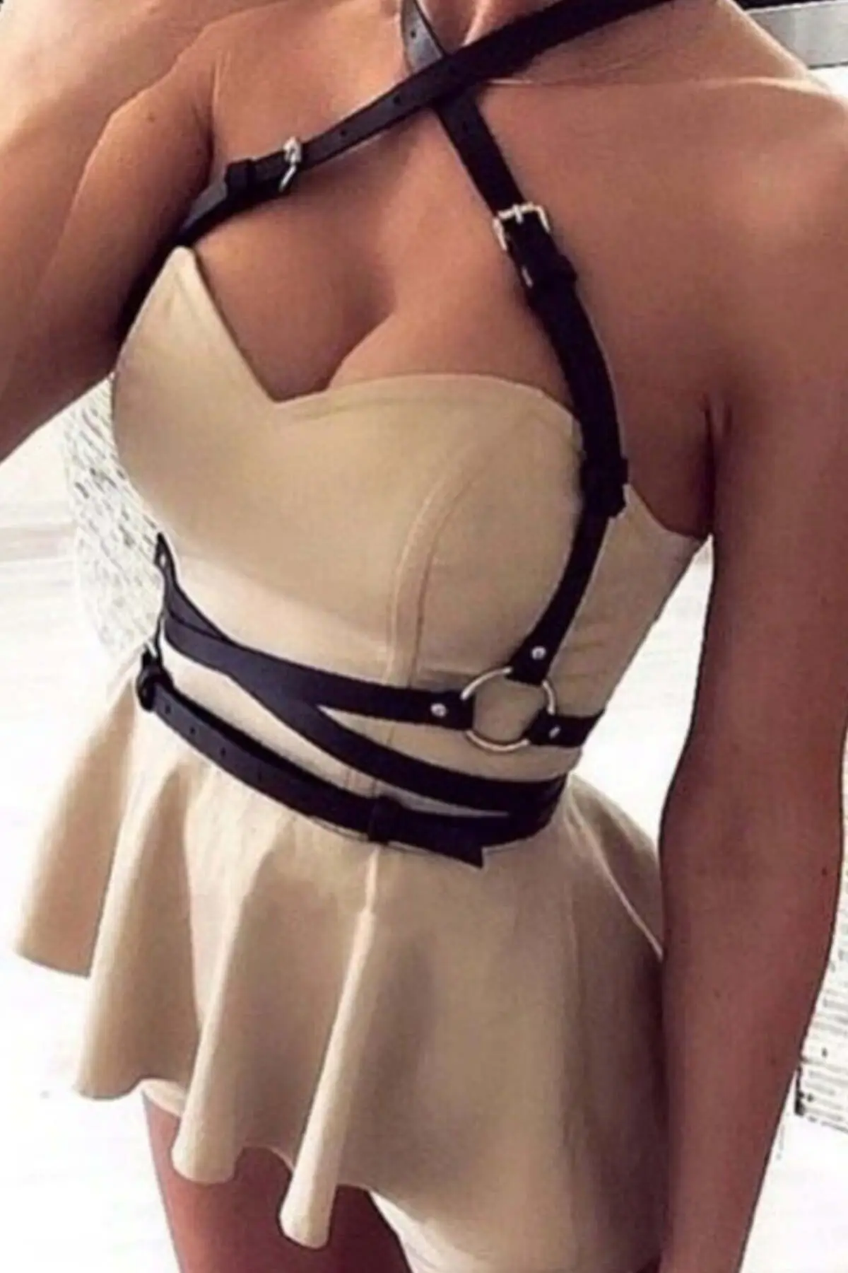 Sexy Leather Harness with Straps for Wearing Over a Dress - SH757