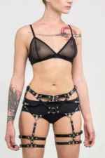 Siyah Deri Metal Halkalı Jartiyer Harness SH876 - Image 3