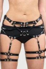 Siyah Deri Metal Halkalı Jartiyer Harness SH876 - Image 6